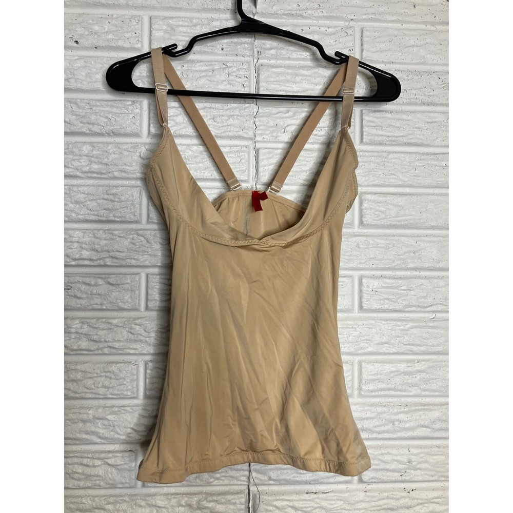 Spanx Slimplicity Camisole Women Medium Beige Excellent Open Bust Shapewear Tank